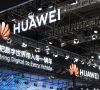 huawei logo in Shanghai International Automobile Industry Exhibition on April 27, 2023,at shanghai china