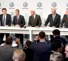 Pressekonferenz Volkswagen im November 2016, Karlheinz Blessing, Herbert Diess, Matthias Müller, Bernd Osterloh und Stephan Weil sind auf dem Bild zu sehen.