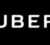 Uber-Logo: Schwarzer Hintergrund mit weißem Uber-Schriftzug.